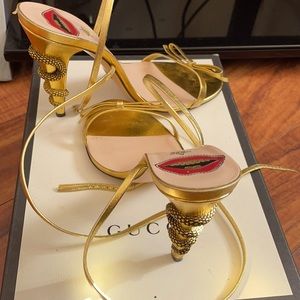 Gucci sole sandals gold Napa silk oro vecchio limited addition